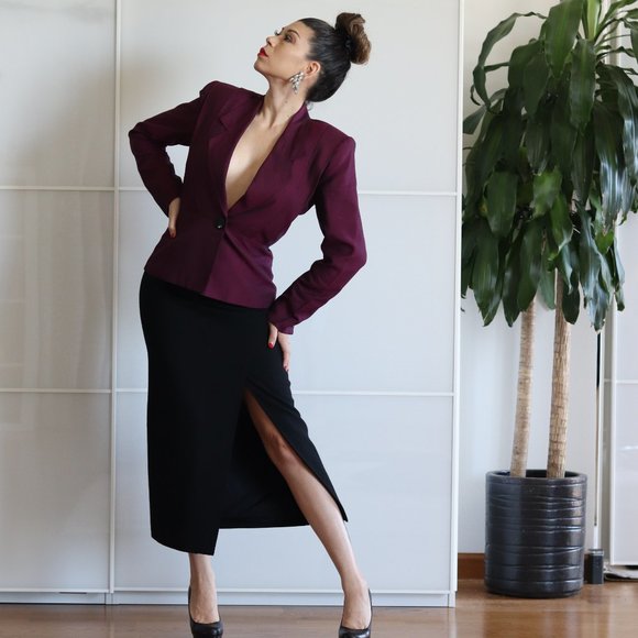 Vintage 80s Power Blazer Purple by Stirling Cooper - Picture 10 of 11